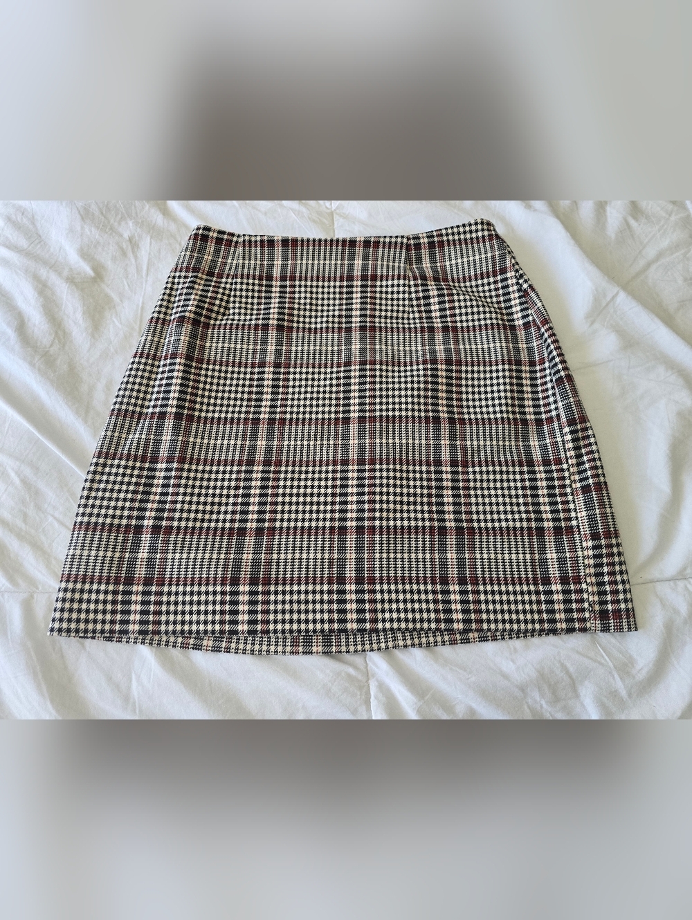 H&M Plaid Mini Skirt in Black, White & Red Accents